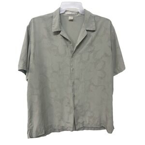 Perry Ellis‎ Mens XXL 100% Silk Hawaiian Shirt Short Sleeve  Button Down Floral